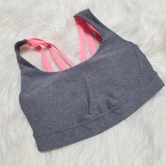 lululemon athletica Other - ⭐️Lululemon Gray and Pink Strappy Back Sports Bra Size 4